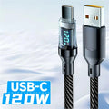 120W USB to Type C Fast Charging Cables for Samsung Xiaomi Redmi POCO PD 100W Data Cord with LED Display Screen for Iphone 17 16