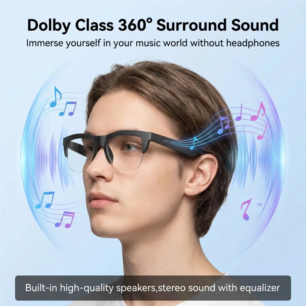 Photochromic Smart Glasses anti Blue Light Bluetooth V5.3 Call Headphones HIFI Men Women Sunglasses UV400 Sports Fishing Work